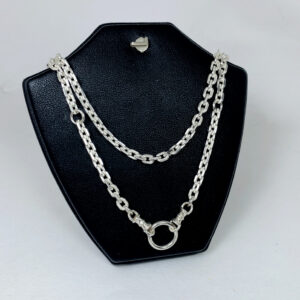 สร้อยคอเงินแท้ลายคชกต ห้อยพระ 3 องค์ สไตล์โมเดิร์น ลายชิด เล่นแสงไฟ