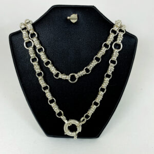 สร้อยคอห้อยพระ4องค์ เงินขัดเงา ลายโบว์ ตะขออีตาลีสปริงกลมลาย สไตล์โมเดิร์นอาร์ท